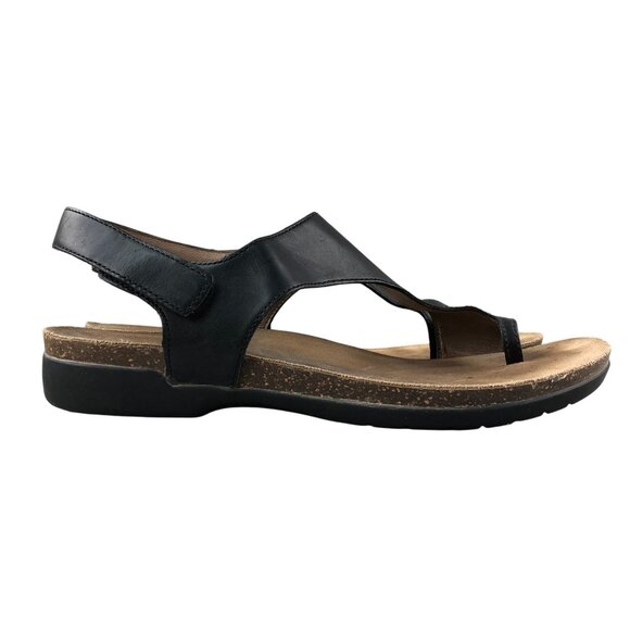 Dansko Women's Size 39 (8.5-9) Reece Black Waxy Leather Slingback Sandals - Picture 1 of 16